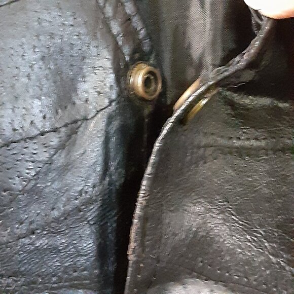 Navarre Leather Company Vest XL Black Genuine Leather Italian. Snap, Sm spots - Picture 9 of 9